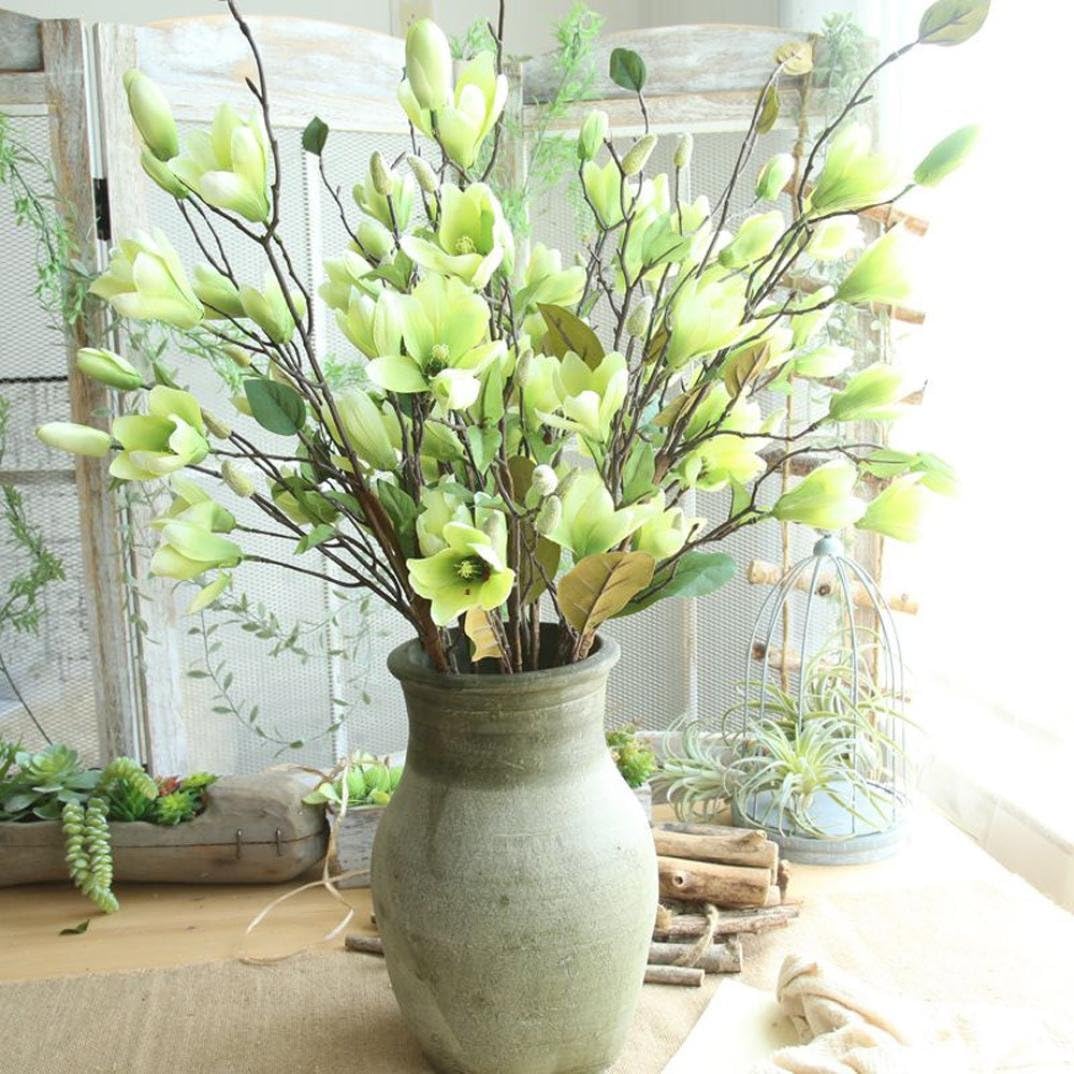 Gessppo Artificial Flowers, Fake Flowers Silk Plastic Artificial Roses 9 Heads
