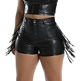 Zebaexf Women's Faux Leather Shorts High Waisted Fringe Tassel Micro Y2K Sexy Shorts Cowgirl Party Club Outfits