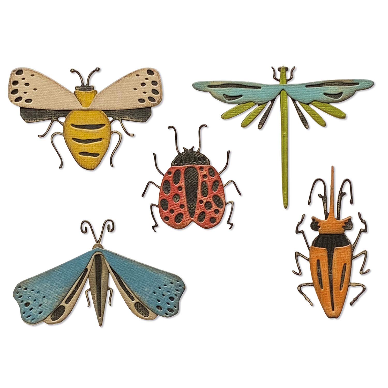 Sizzix Thinlits Die Set 5PK Funky Insects by Tim Holtz, 665364, Multicolor, One Size