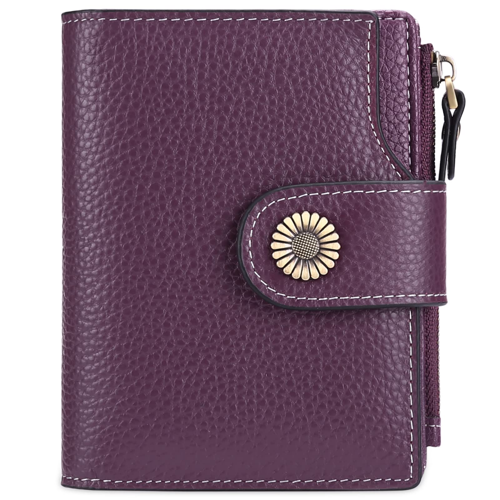 SENDEFN Small Women Wallet Genuine Leather RFID Blocking Bifold Small Purse with Zipper Pocket