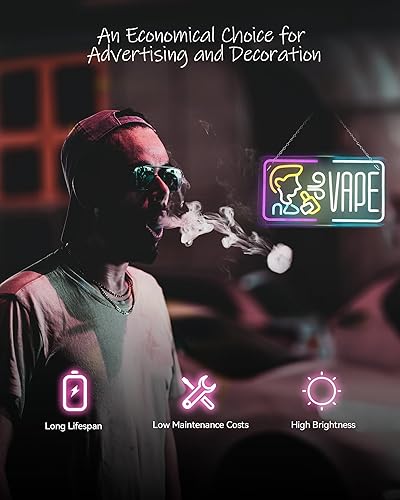 Vape LED Neon Light Sign,16.9"X 5.9" Bright LED Vape Sign by USB with  ON/OFF Switch,with hanging chain,For Pub,Smoke Business Window,Smoking  Lounge,Party in Kenya | Whizz Store Signs