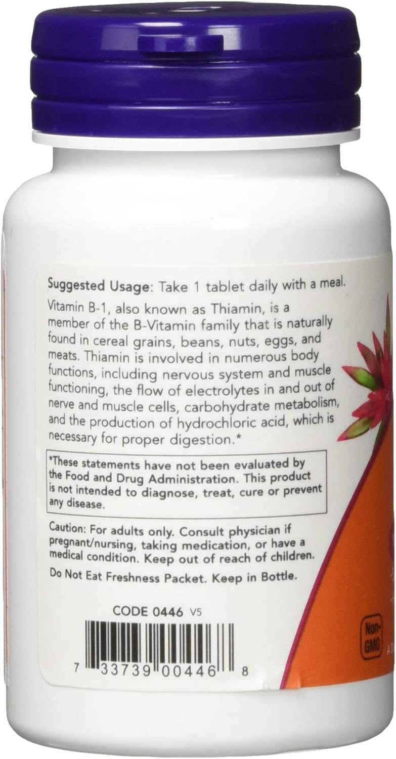 NOW Supplements, Vitamin B-1 100 mg, Energy Production*, Nervous System Health*, 100 Tablets: Health & Personal Care