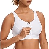 SYROKAN Women's Zip Front High Impact Wireless Racerback High Support Zipper in Front Sports Bra