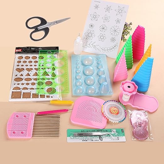 YURROAD 19pcs Paper Quilling Tools Kit Paper Strips DIY Tool Set