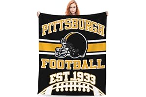 TOUVCRD Pittsburgh Fans Blanket Gifts 50x60 inches Soft Lightweight Flannel Throw Blanket for Men Women Youth Kids Classic Football Team Color Blankets for Sofa Bed Bedroom Living Room