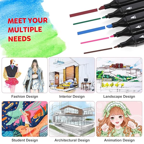 CREATSPARK ALCOHOL MARKERS 262 COLORS WITH BASE DUAL TIP ART DRAWING MARKERS FOR ANIME SKETCH ILLUSTRATIONS – REFILLABLE