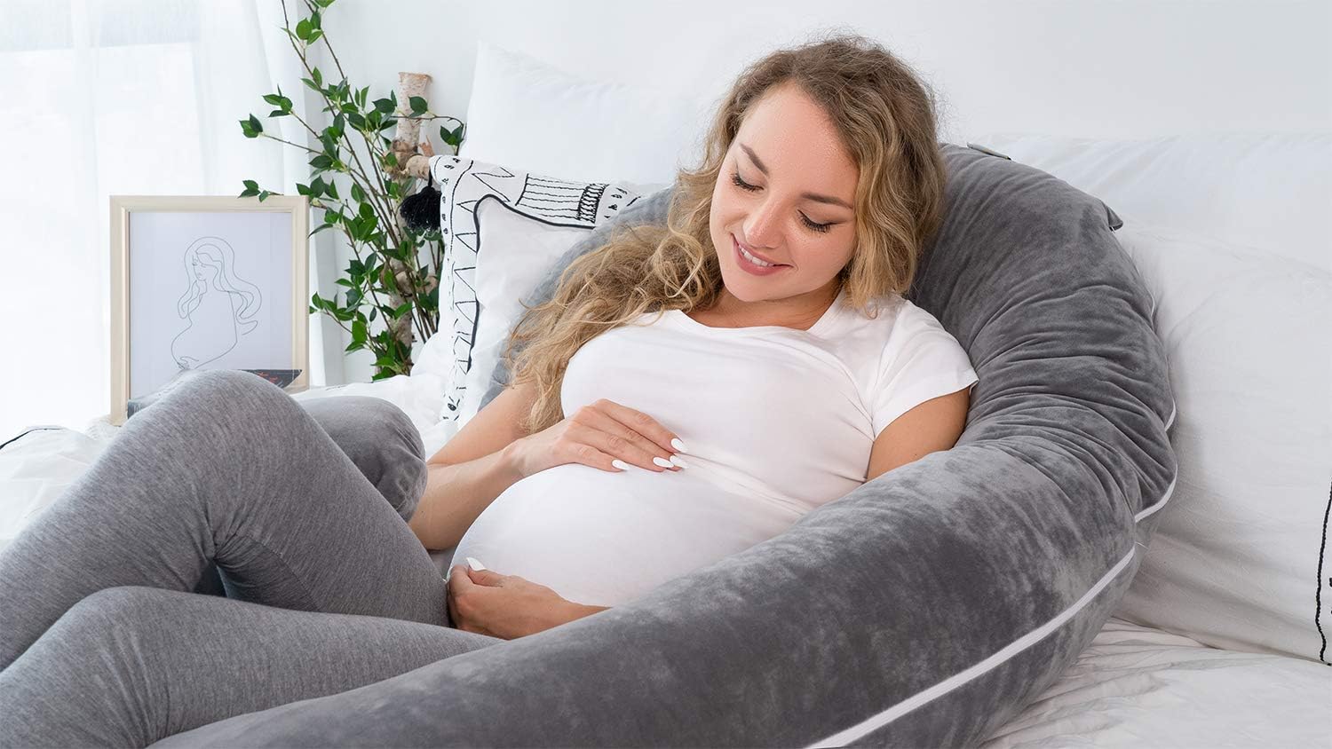 INSEN Pregnancy Pillow,Maternity Body Pillow with Pillow Cover,C Shaped Body Pillow for Pregnant Women: Home & Kitchen
