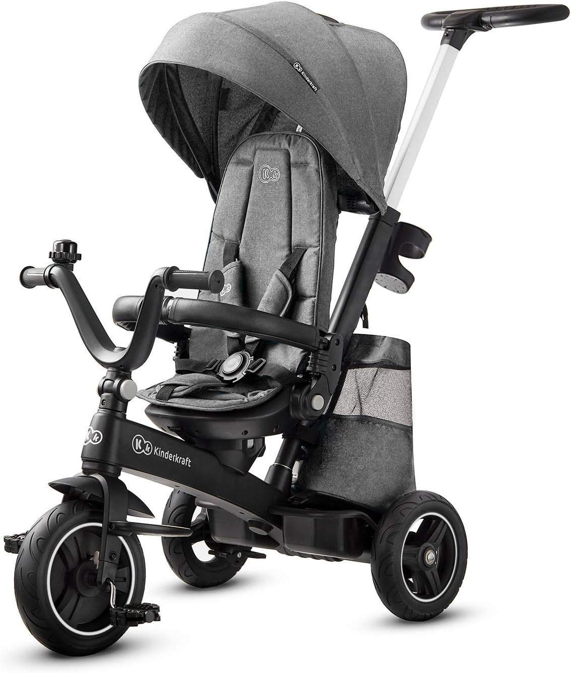 Kinderkraft Tricycle EASYTWIST, Baby Push Trike, Kids First Bike, 360 ° Swivel Seat, with Sun Canopy, Parent Handle, Footrest