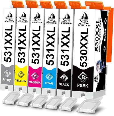 DOUBLE D PGI-530 CLI-531 XXL Ink Cartridges 6-Pack for Canon TS8750 TS8751