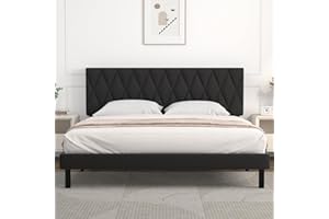 IYEE NATURE King Bed Frame Upholstered Platform with Headboard and Strong Wooden Slats, Strong Weight Capacity, Non-Slip and Noise-Free,No Box Spring Needed, Easy Assembly,Dark Gray