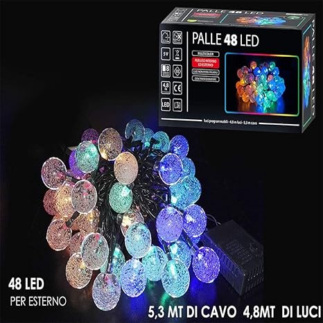 Albero Di Natale A Led Per Esterno.Luci Led Per Albero Di Natale Per Decorazioni Da Esterno 48 Palline Multicolor Amazon It Illuminazione