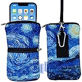 Tainada Men Women Cell Phone Neoprene Shockproof Zippered Sleeve Case Bag Pouch w/Carabiner, Neck Lanyard, Belt Loop Holster for iPhone 17/16 Pro Max, 15 Plus, 16e; Samsung S25+, S24 (Starry Night)