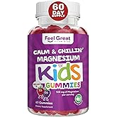 Feel Great Kids Calm Magnesium Gummies - Magnesium Supplement for Children - Magnesium Citrate Gummies - 60 Count
