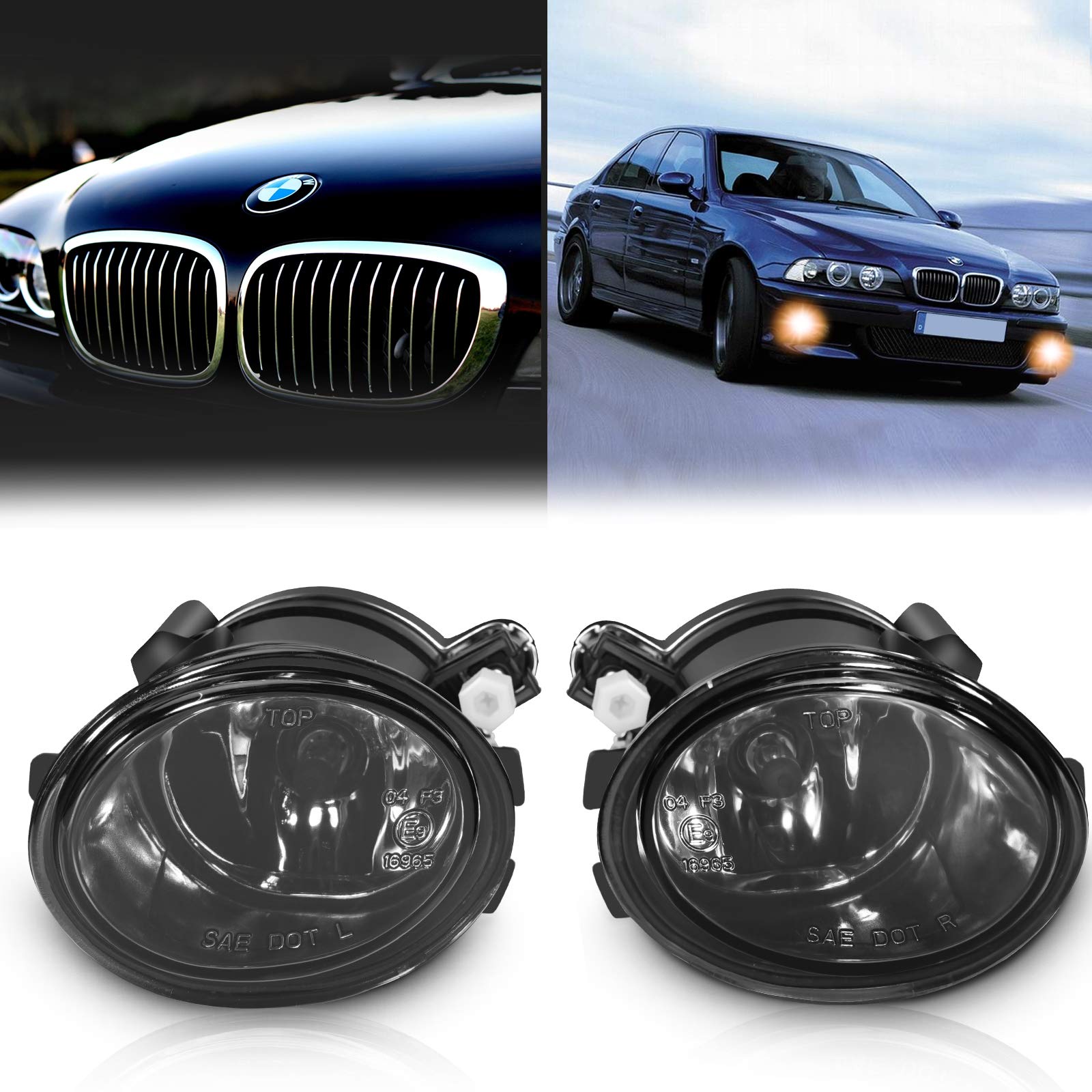 Photo 1 of TangMiGe Fog Lights Lamps for 2000-2006 BMW (E46 M3 E39 M5) / 3 Series (320i 323i 325i 325xi 330i 330xi Sedan w/Sport Package, 325i 325xi Wagon w/Sport Package) Premium Assembly, 1 Pair, Smoke Lens