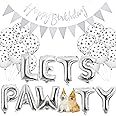 Legendog Dog Birthday Party Supplies Dog Paw Print Balloons Cat Birthday Hat Happy Birthday Banner Foil Balloons Lets Pawty Letters Balloons Decorations