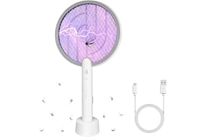 CAREFYPRO Electric Fly Swatter Racket, 2 in 1 Bug Zapper Racket, Fly Killer and Mosquito Trap Lamp, USB Rechargeable with 1200mAh Battery for Indoor and Outdoor Home Backyard Patio Camping