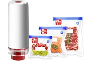 Portable Vacuum Sealer Set, Compact Handheld Vacuum Sealer Machine + 40 Pcs Reusable Vacuum Bags for Food Storage, Sous Vide 
