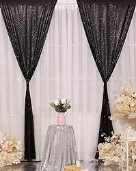 Poise3EHome Black Sequin Backdrop Curtains, 4