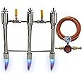 SIMOND STORE Triple Burner Forge Kit for Blacksmithing Propane Forge Furnace Kiln Raku Potter Furnace (with Valve Hose Regulator) - Stainless Steel