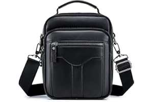 BAIGIO Genuine Leather Shoulder Bag for Men Crossbody Bag Small Leather Messenger Briefcase Handbag Men Purse