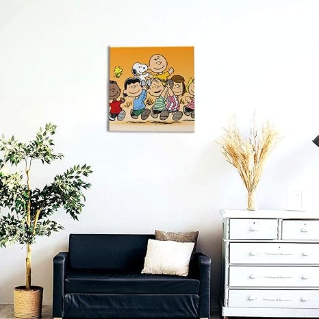 Amazon おしゃれスヌーピー Snoopy 4 フレームレス 装飾画 アートパネル インテリア絵画 キャンバス ポスター 壁掛け 部屋 玄関 装飾 壁絵 40 40cm ウォールステッカー オンライン通販