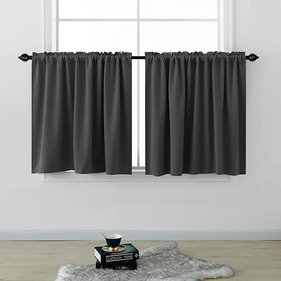 Short Curtains 36 Inches Long for Bathroom Set of 2 Panel Cafe Tier