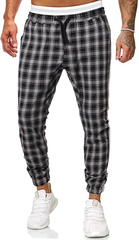 plaid jogger pants mens