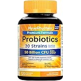 NewRhythm Probiotics 50 Billion CFU 20 Strains, 120 Veggie Capsules, Targeted Release Technology, Stomach Acid Resistant, No Need for Refrigeration, Non-GMO, No Gluten