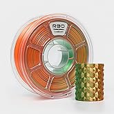 R3D Dual Color Silk PLA Filament, Co-Extrusion 3D Printer Filament 1.75mm, 30-370 mm/s High Speed PLA, Dimensional Accuracy +/- 0.02 mm, 1KG Plastic Spool (Silk Green-Orange)
