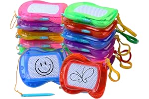 Plzoslly 12 Pack Mini Magnetic Drawing Board for Kids, Small Magnetic Doodle Board Set Backpack Keychain Clip Drawing Board, Erasable Sketch and Painting Pad for Party Favor, Boys and Girls(6 Colors)