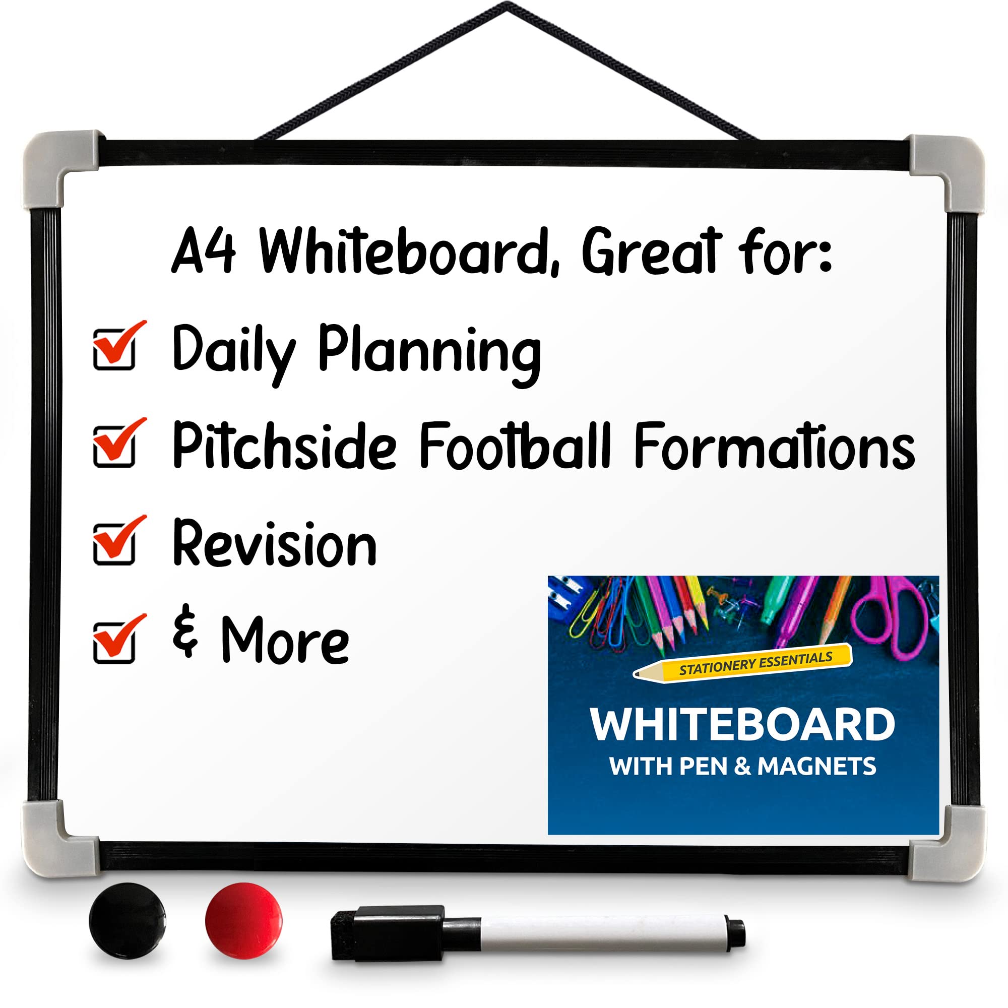 SOL Whiteboard with Pen, 29x24cm Small Portable Writing Board Perfect for Home & Office Use, Re-usable & Easy to Clean with Smooth Writing Surface Ideal Planning & Organisation, Easy to Install & Use