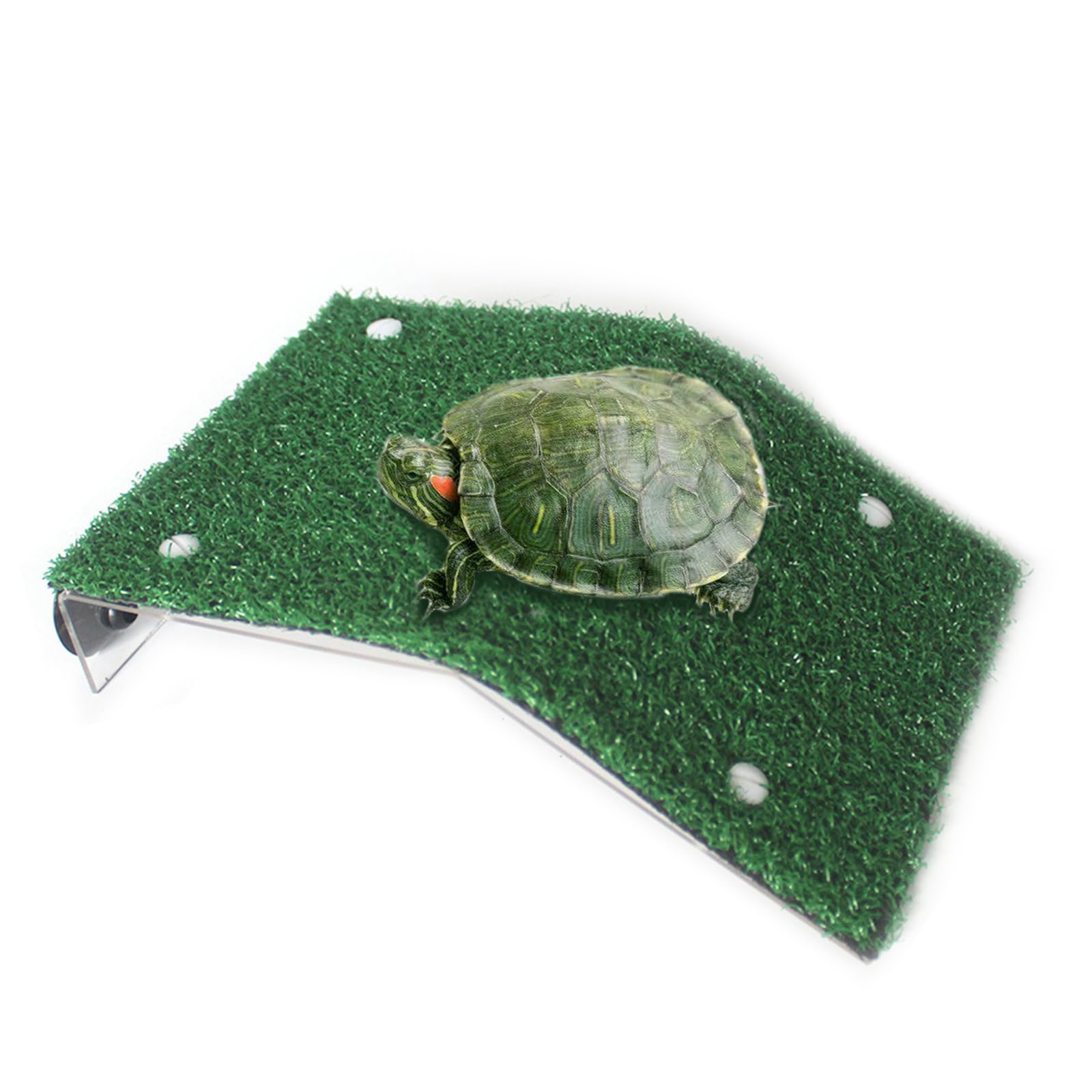 BigTron Basking Platform Simulation Grass Turtle Ramp, Turtle Resting Basking Dock Floating Décor for Aquatic Reptile Terrapin (Medium)