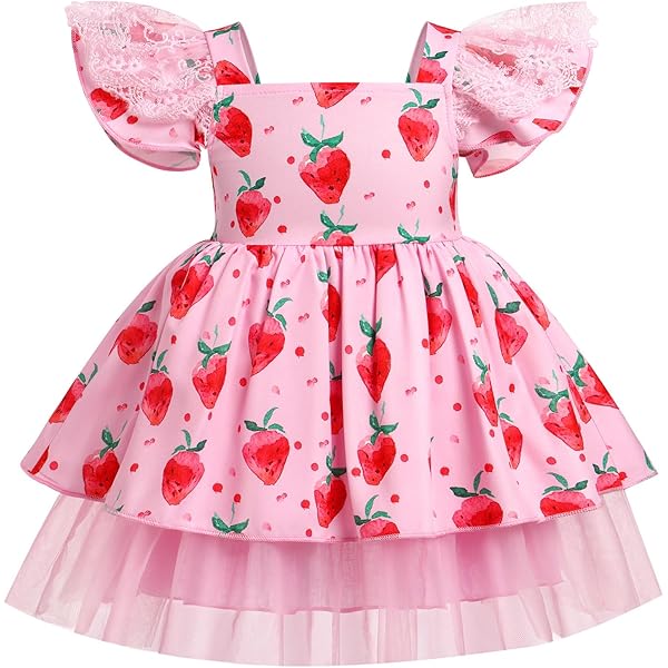 Amazon.com: Kids Girls Strawberry Print Ruffle Tulle Tutu