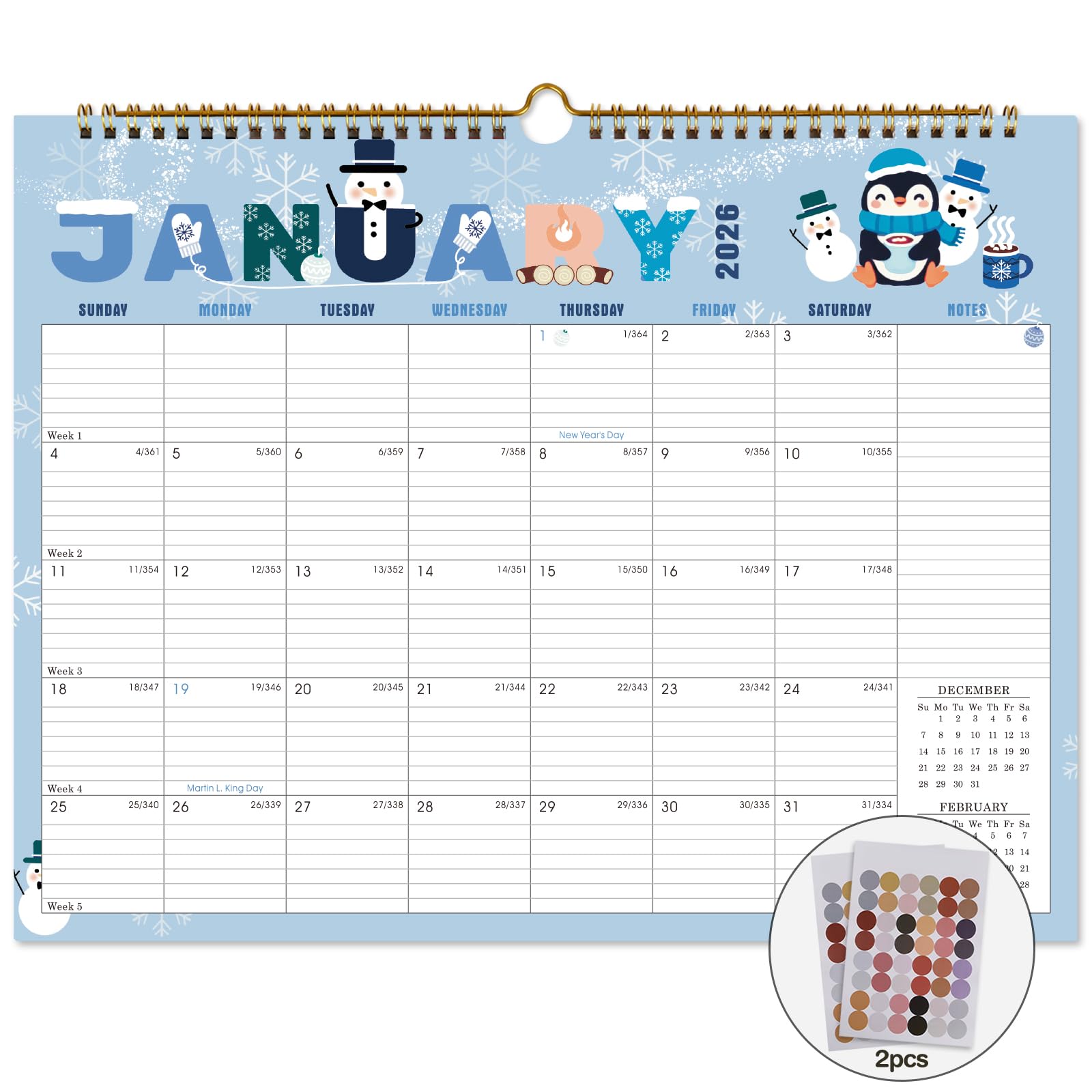 View 1 of **3 pack**Lbylyhxc 2026 Calendar - 18 Monthly Wall Calendar 2026 from January 2026 to June 2027, 14.8 x 11.5 Inches.Thick Paper includes major holidays and dedicated space for notes and important dates (Wall Calendar Festivals)