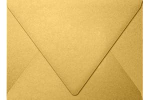 LUXPaper A7 Contour Flap Invitation Envelopes | 5 1/4" x 7 1/4" | Gold Metallic | 80lb. Text | 50 Qty