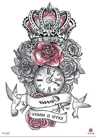 Amazoncom Bohemian Rose Crown Clock Large 825 Temporary