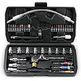 JRXCY 39PCS Flexible Drill Bit Extension Set | Includes 105&deg; Right Angle Adapter, 4-12mm Metric Sockets, Screwdriver Bits, Double Head Drive with Storage Case