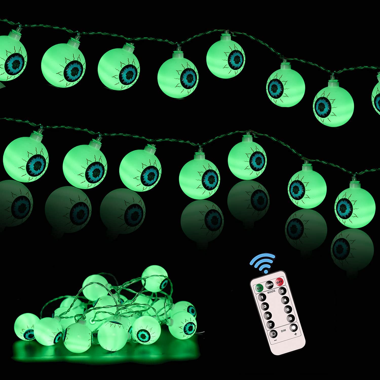 Photo 1 of Scary Eyeball String Lights - 40 LED Eyeballs, 20FT Waterproof Battery Operated with 8 Modes, Indoor/Outdoor for Party Decorations