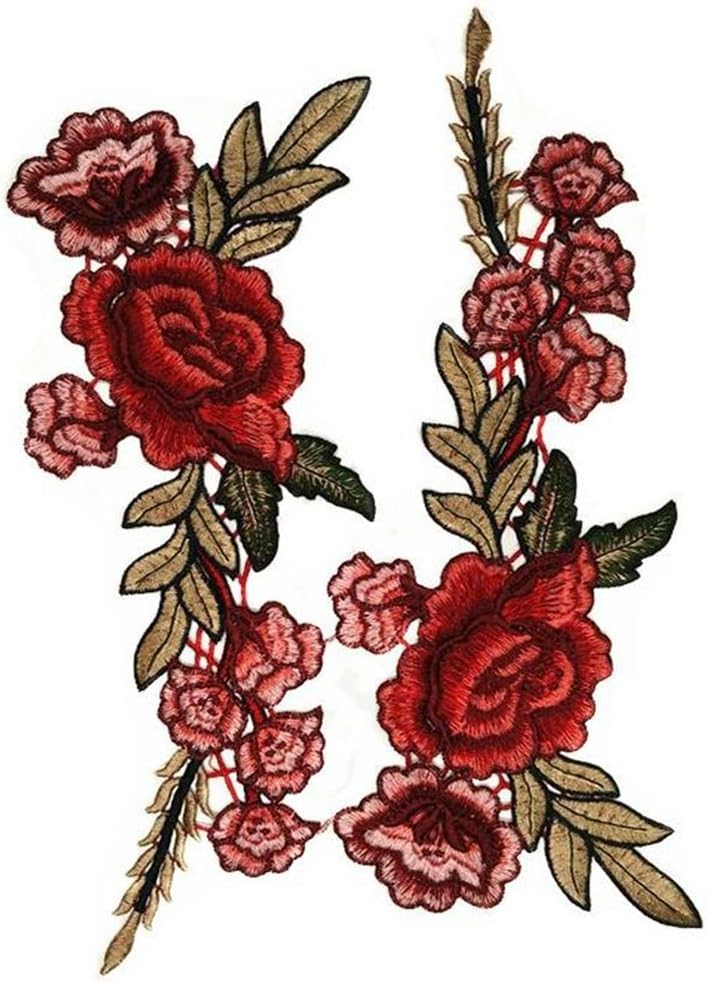 Embroidered Lace Fabric Ribbon Trim Neckline Collar Applique Patch Scrapbooking Embossed Decorated Sewing for Craft 1 Pc (CL259-R)