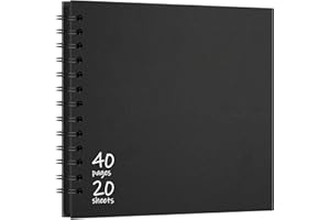 Vienrose DIY Scrapbook Album 8x8 Inch Hardcover Kraft Paper Scrap Book Photo Albums with 40 Blank Pages for Wedding Baby Shower, Black