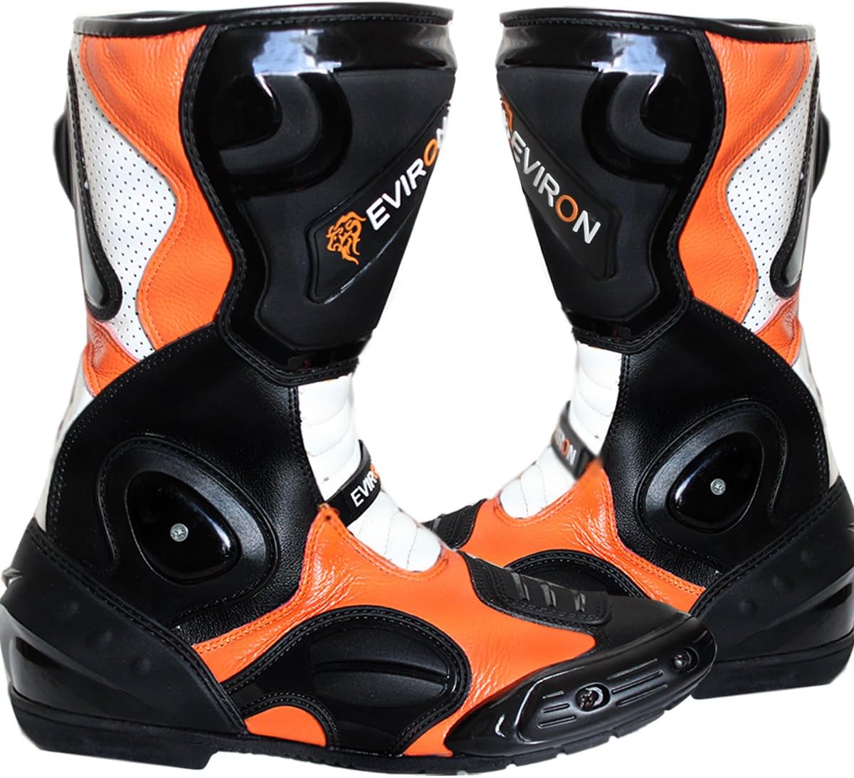 Motorbike Black Orange Protective Boots