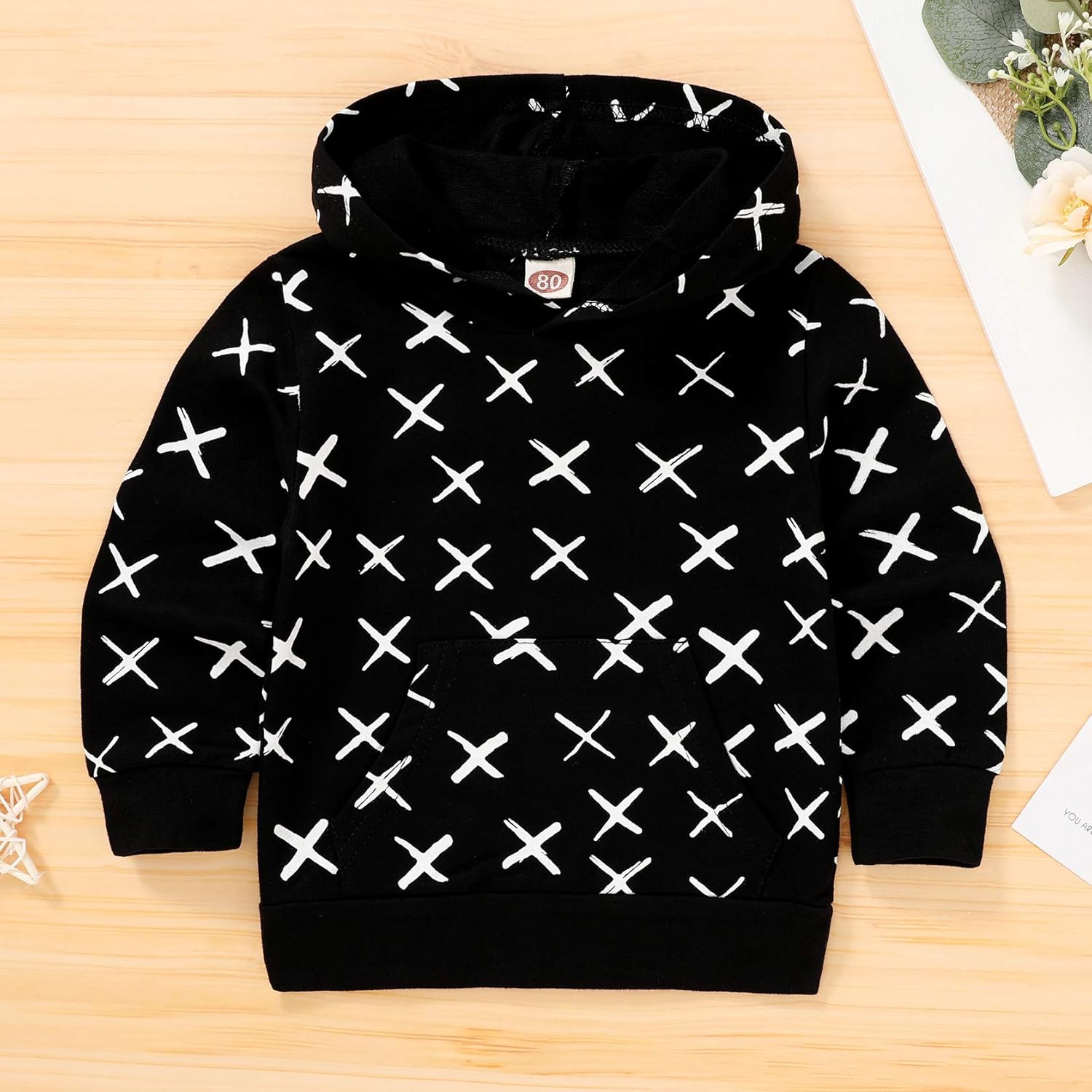 Infant Toddler Baby Hoodie Shirts Cute Dinosaur Cross Pattern Kids Zipper Black Tops: Clothing