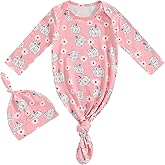 Ayalinggo Newborn Boy Girl Coming Home Outfit Baby Infant Sleeper Gown Nightgown Outfits Cute Fall Winter Pajamas and Hat (Halloween Pumpkin Pink, 0-3 Months)