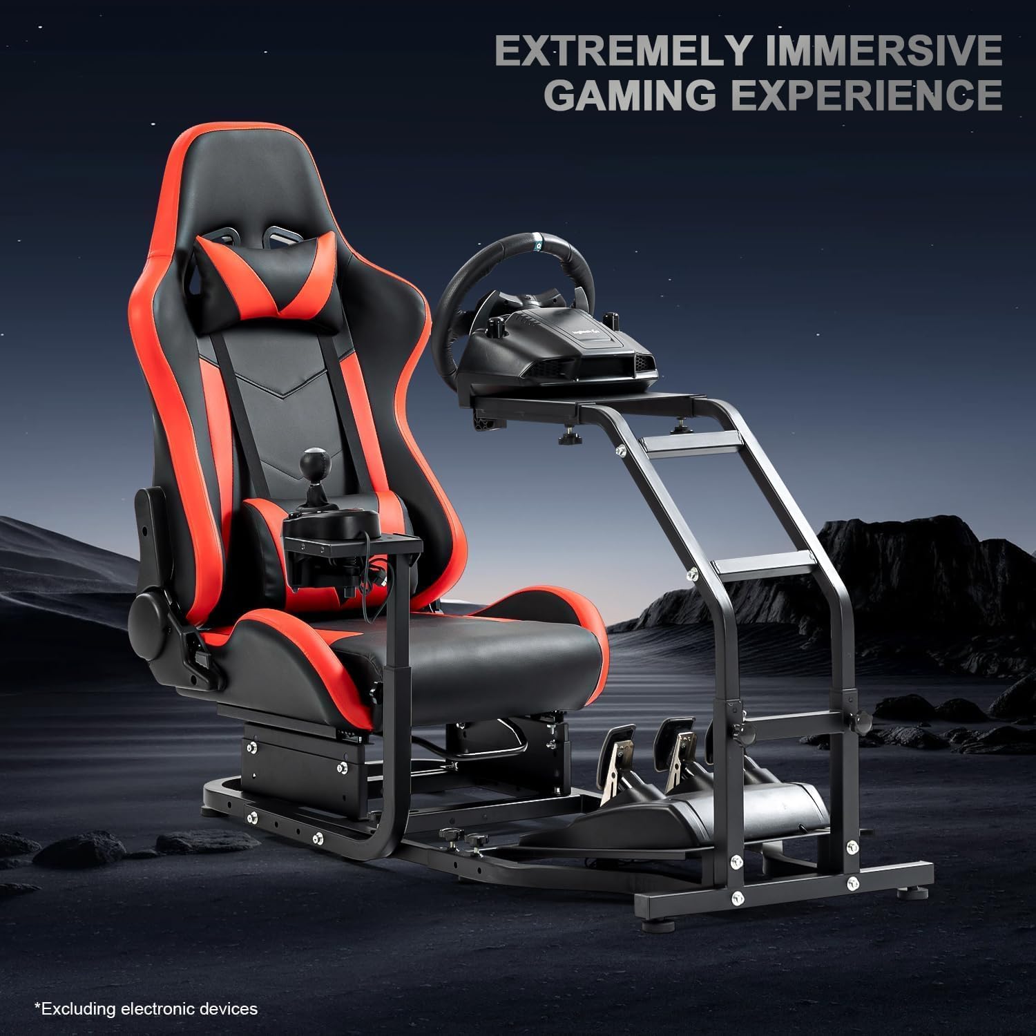 Supllueer Racing Simulator Cockpit with Gaming Seat Fit for Logitech/Thrustmaster/Fanatec G29 G920 G923 T248 T300RS TX F458 T128,Adjustable Race Game Sim Stand No Steering Wheel Pedal Shifter