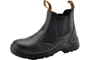 Mens Chelsea Work Boots Steel Toe Safety Boots Cow Leather Waterproof Lightweight Working Shoes …