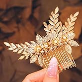 Latious Leaf Bride Wedding Hair Comb Gold Flower Hair Clip Bridal Hair Accessories for Women and Girls