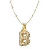 SHINYY Initial Bubble Necklace for Women 18K Gold Plated Letter Balloon Pendant Jewelry Gift for Mother and Daughter