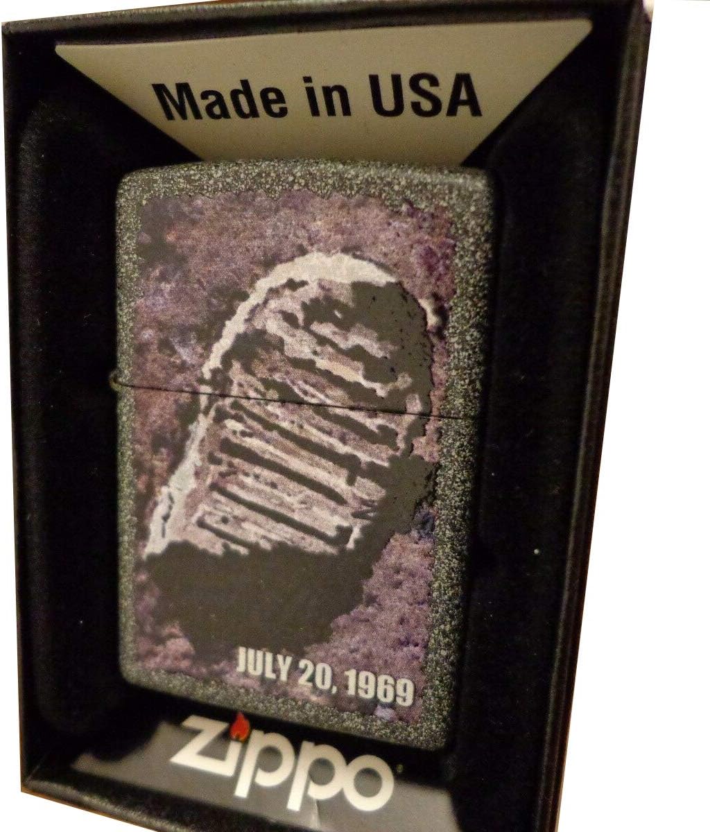 Zippo Moon Landing Lighter - July 20 1969 Neil Armstrong Foot Print Iron Stone Matte