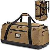 TUGUAN Extra Large Travel Duffle Bag Backpack for Men with Adjustable Dividers 120L Big Weekend Overnight Bag with ID Pocket Shoulder Strap Heavy Duty Sports Duffel Bags for Camping Gym, Brown