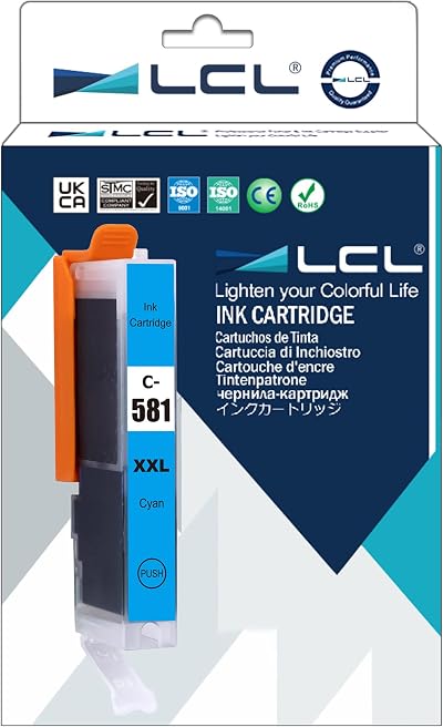LCL Compatible Cyan Ink Cartridge CLI-581XL 12.5ml for Canon Pixma TR7550 TS6150